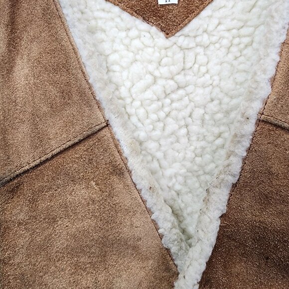 Vintage Genuine Suede Leather Sherling Western Vest Mens Rodeo Mens Medium - Picture 9 of 15